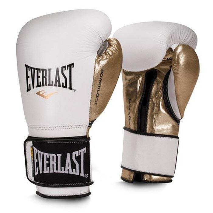 Everlast powerlock boxing gloves white gold