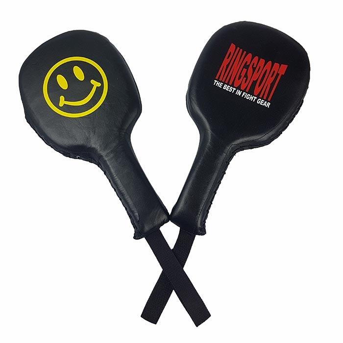 Boxing coaches paddle leather smile